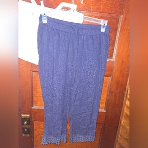 98. Womens Coral Bay Petite Linen Crop Pants